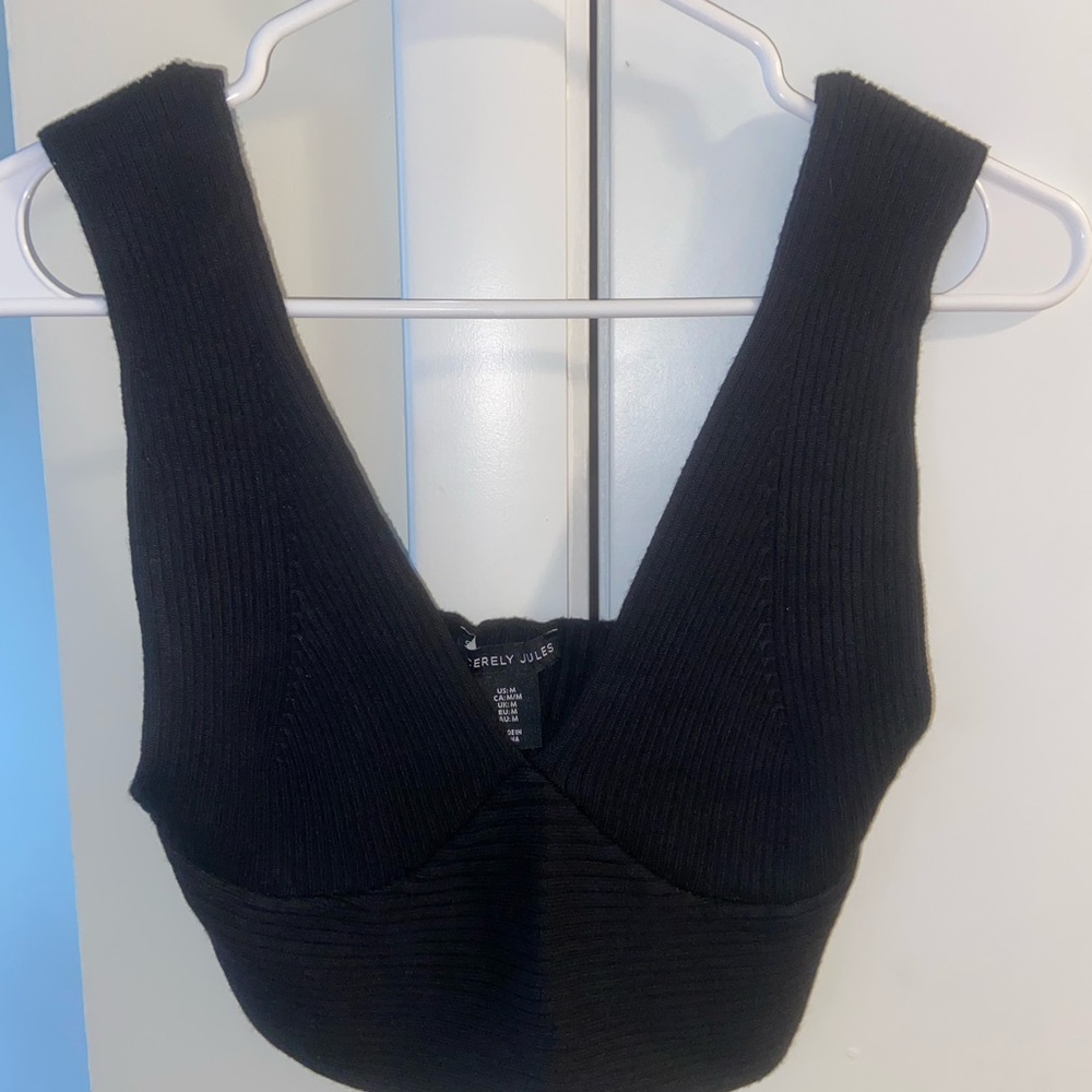 Black Ribbed Women's Top